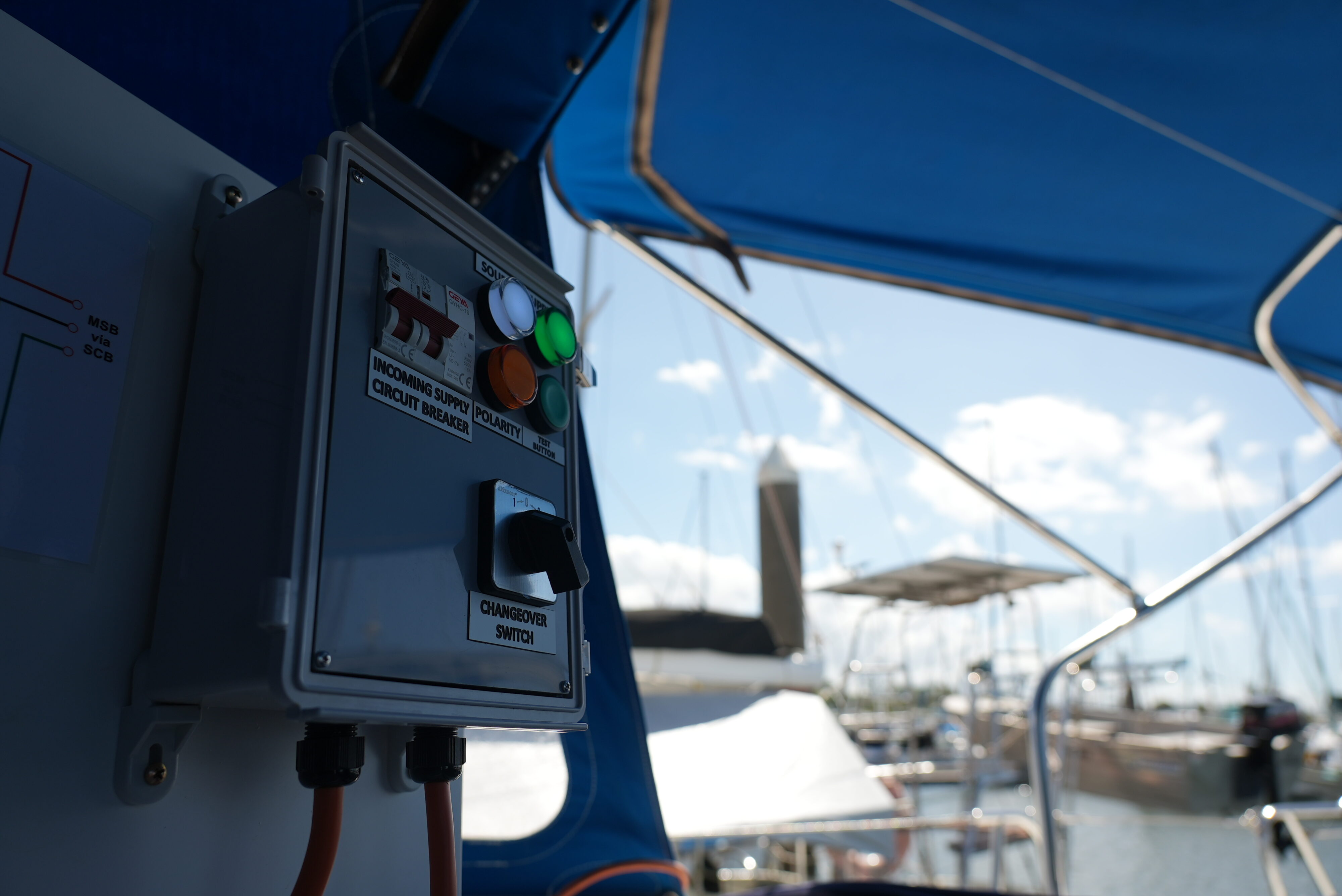 Image of ESHORE shore connection box on boat